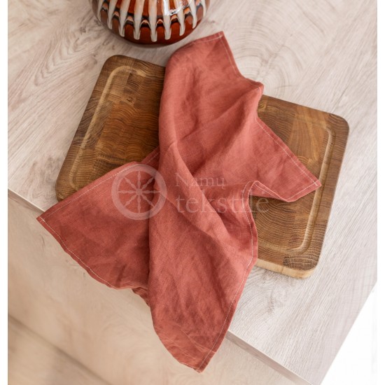 Soft linen kitchen towel 35x50 BROWN-RED